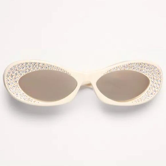 New! Valentino VLS 178E Elegant Cream Sunglasses with Crystals, Authentic main image 9